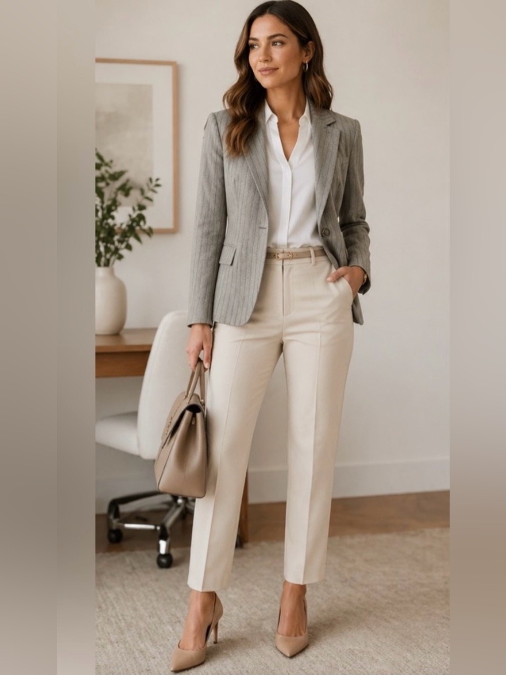 The Limited Gray Pinstripe Stretch Blazer Work Office - Size Small